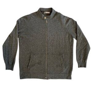BRUNELLO CUCINELLI Gray Cashmere Full Zip Cardigan Sweater Jacket XL